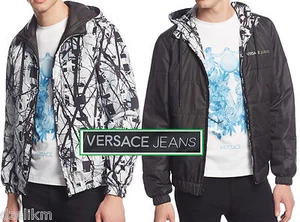 NWT Versace Jeans By Gianni LOGO Reversible Waterproof Hooded Rain Jacket - Picture 1 of 12