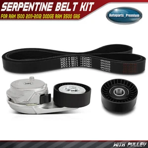 Kit de 3 componentes de transmisión por correa Serpentine para Ram 1500 2011-2012 Dodge Ram 3500 GAS - Imagen 1 de 9
