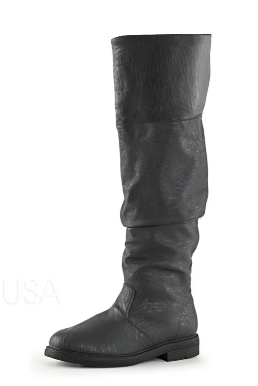 Black John Snow Game of Thrones Medieval Knight Halloween Costume Cuff Boots - Image 1 of 1