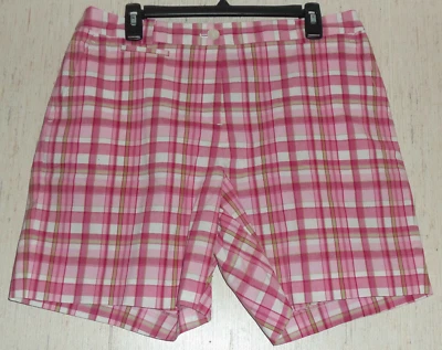 NUEVO PANTALÓN CORTO MUJER JONES NEW YORK FIRMA ELÁSTICO ROSA A CUADROS TALLA 12 Foto 1 de 3