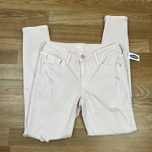 Old Navy Rockstar Super Skinny Mid-Rise Pink Distressed Jeans 2 Petite NEW - Picture 1 of 8