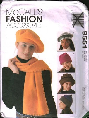 9551 Vintage McCalls Pattern Craft Misses Scarfs Hat Cap Winter Accessory Warm - Image 1 of 2