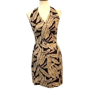 Gillian Neiman Marcus 100% Linen Halter Sheath Dress Knee Slit Womens Sz 6 - Picture 1 of 6