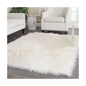 Faux Silky Deluxe Sheepskin Area Shag Rug Children Play Carpet White,5x7ft - Picture 1 of 5