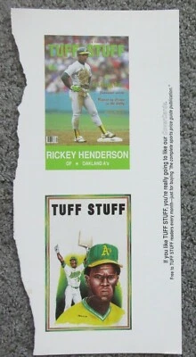 VTG 1991 TUFF STUFF MAGAZINE RICKEY HENDERSON A'S  POSTCARD SHEET SET NEAR MINT - Image 1 of 2