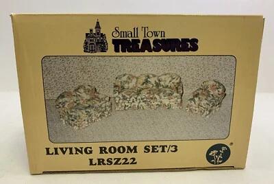 Мебель для мини-кукольного дома Small Town Treasures набор для гостиной из 3 предметов белый Lrsz22 - Изображение 1 из 4
