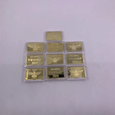 10pc Donald Trump 2024 Gold Plated Bar US President Challenge Medal Coin Gift