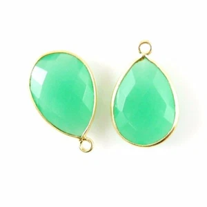 Gemstone Pendant - 13x18mm Faceted Pear Shape - Prehnite Chalcedony -Per 2 pcs - Picture 1 of 2