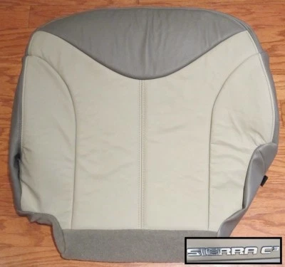 GMC Sierra C3 Denali 2001 parte inferior del lado del conductor cubierta de asiento de cuero 2 tonos gris/bronceado Foto 1 de 4