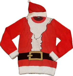 NEW Santa Christmas Ugly Sweater MAD ENGINE S-XL With Santa hat - Picture 1 of 1
