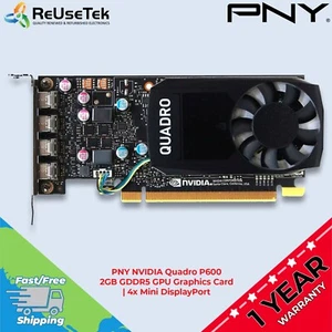 PNY NVIDIA Quadro P600 2GB GDDR5 Graphics Card 4x Mini DisplayPort - Low Profile - Picture 1 of 19