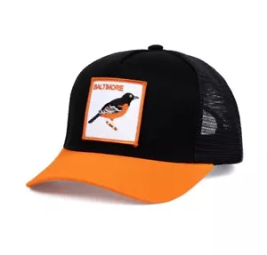 Baltimore Orioles Black Trucker Snapback Baseball Cap Hat - Picture 1 of 3