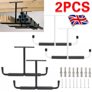 2Pcs Garage Storage Hooks Rack Utility Hanger for Hanging Bikes Ladder Pipes UK - Picture 1 of 13