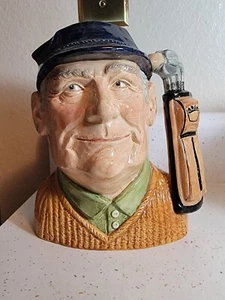 VINTAGE ROYAL DOULTON AND CO LTD. EDITION GOLFER CUP MUG PLANTER ENGLAND - Picture 1 of 4