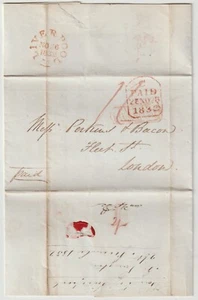 1832 BANK OF LIVERPOOL J? LANGTON TO PERKINS BACON LETTER ORDERING BILL STAMPS - Picture 1 of 2