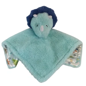 Parents Choice Blue Dinosaur Lovey 12" Triceratops Security Blanket Satin Back - Picture 1 of 6