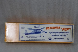 VINTAGE NOS PECK POLYMERE BOSTONIAN PUP BALSA MODEL KIT 16" SPAN RUBBER POWER AE - Bild 1 von 7