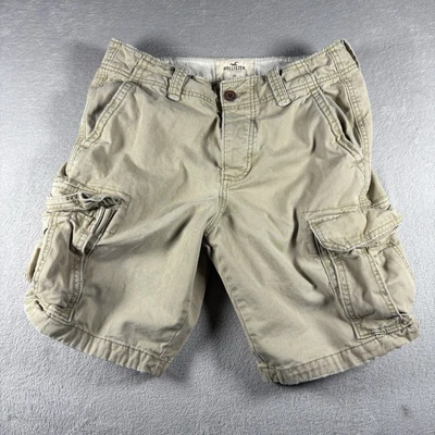 Hollister Men’s 31 Baggy Cargo Shorts Khaki Baggy Distressed Y2K Button Fly#2057 - Image 1 of 4