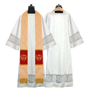 Embroidered Gold Liturgical Stole with Trinity Cross - Picture 1 of 2