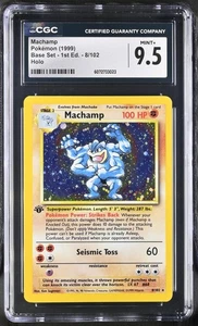 CGC 9.5 MINT+ Machamp 1999 Base Set 1st Edition 8/102 Holo Pokemon Card - Picture 1 of 2
