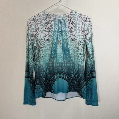 Camiseta deportiva de ciclismo de felpa para mujer suela manga larga doble talla pequeña Torre Eiffel Foto 1 de 4