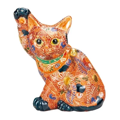 【Kutani Ware】maneki neko Size 5.5 Lucky Cat Figurine, New Item No.: k9-1633 - Image 1 of 3
