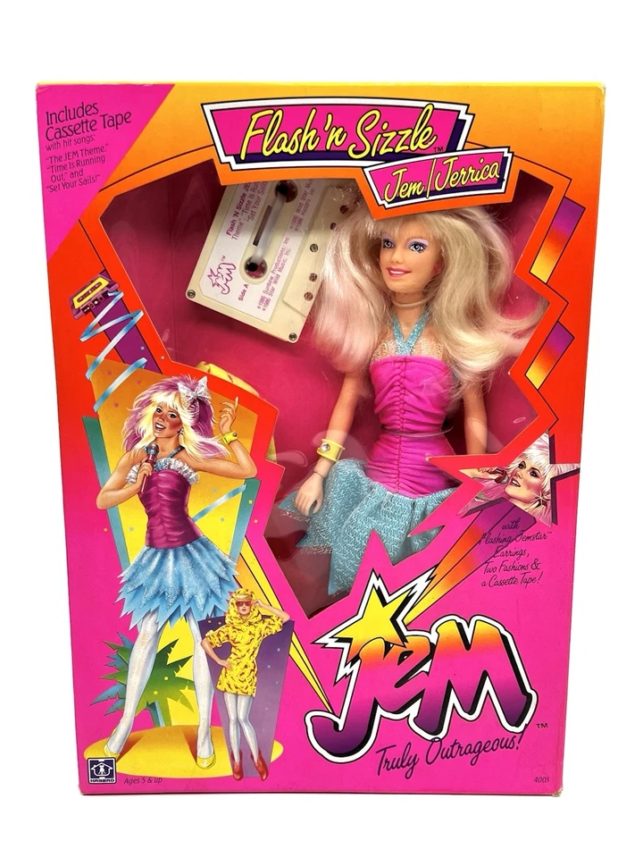 Muñeca sellada Hasbro Flash 'n Sizzle Jem/Jerrica Jem & the Holograms 1986 de colección 4003 Foto 1 de 4