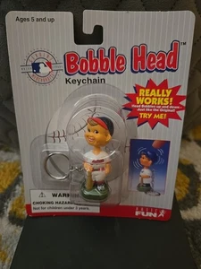 Vtg 1997 Cleveland Indians Baseball MLB Mini Bobble Head Keychain New - Picture 1 of 3