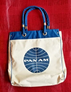 Vintage Pan Am Vinyl Tragetasche mit offenem Griff - Bild 1 von 12