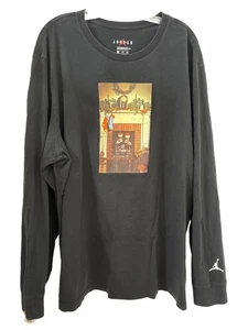 Para Hombres 3XL Negro Air Jumpman Chimenea Vacaciones Medias Baloncesto Jordan Camisa L/S - Imagen 1 de 5