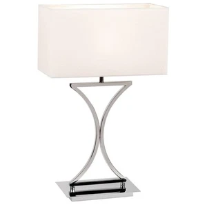 Table Light Silver Epalle Chrome White Cotton Shade Lamp Endon 96930-TLCH - Picture 1 of 1