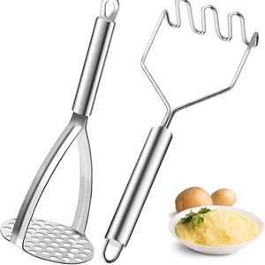 Stainless Steel Potato Masher Set 2pcs for Baby Food Smooth Puree and Cooking - Picture 1 of 4