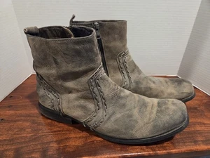 Bed Stu Revolution Boots Men’s 13 Distressed Brown Gray Leather Side Zip Chukka  - Picture 1 of 9