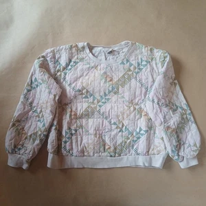 Universal Thread Quilted Patchwork Pullover Sweatshirt Large Creme Cottagecore - Bild 1 von 9