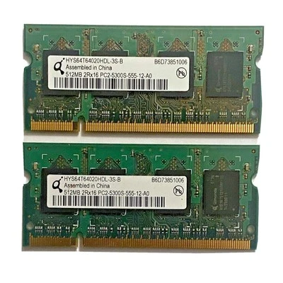 1 GB (2 X 512 MB ) HYNIX DDR2 SO-DIMM Laptop Memory RAM PC2-5300S Tested Working - Image 1 of 3