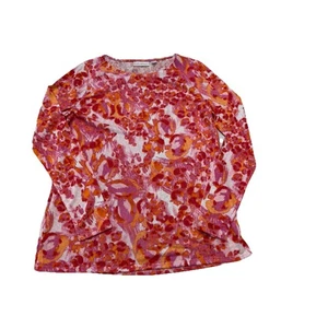 Blusa para mujer Belle By Kim Gravel QVC roja rosa abstracta floral XS de gran tamaño - Imagen 1 de 7