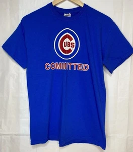 Vintage MLB Chicago Cubs "Committed" Baseball Erwachsene M blau Marke Gildan T-Shirt - Bild 1 von 10