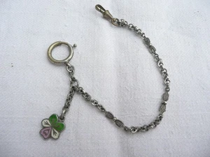 chaine de montre d'enfant ancienne en métal finement ciselé et émail - Picture 1 of 4