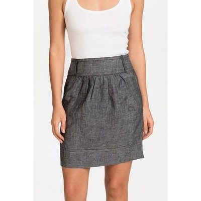 Falda lápiz gris Banana Republic para mujer talla 2 100 % lino bolsillos Foto 1 de 4