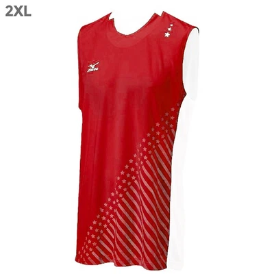 Camiseta deportiva sin mangas Mizuno DryLite National VI para hombre roja y blanca - 2XL Foto 1 de 2