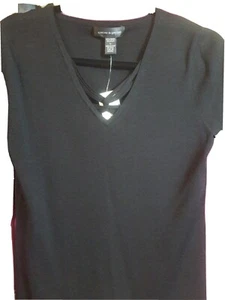 Cable & Gauge Black Knit Top Neckline - Medium-NWT SHORT SLEEVES - Picture 1 of 4