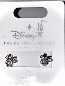 Disney Park Minnie Icon Birthstone Swarovski Crystal Earrings JUNE NOC - Picture 1 of 1
