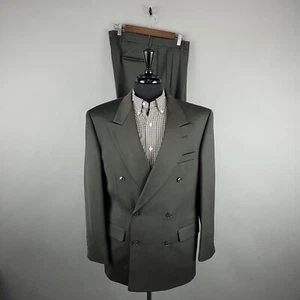 Traje de Colección Jones New York Para Hombre 40R 34W Verde Doble Pecho 2 piezas Lana Años 80 90 - Imagen 1 de 24