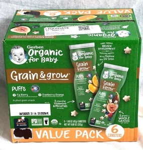 6 PACK - GERBER ORGANIC PUFFS Veggie Baby Food SNACKS Value pack - Exp 02/2025 - Picture 1 of 5