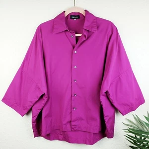 Eskandar Lagenlook Boxy Pink Magenta 100% Cotton Blouse Shirt Top Oversized - Picture 1 of 12
