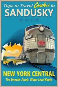 Sandusky OH New York Central Railroad Zug Poster Reise Komfort Kunstdruck 361 - Bild 1 von 2