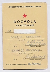 JUGOSLAWIEN Jugoslawische Volksarmee - JNA - REISEERLAUBNIS - 1990 - Bild 1 von 3