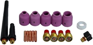 TIG Gas Lens Collets Bodies Alumina Nozzle Gasket Cup Back Caps Kit 18pcs - Picture 1 of 8