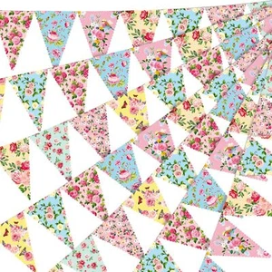 49 ft 60 Pcs Tea Floral Party Paper Bunting Decor Outdoor Bunting Banner Floral - Picture 1 of 5