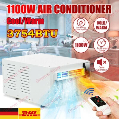 1100W Klimaanlage Haus Büro Luftkühler Kühlung Heizung Klimageräte +Remote +Hose - Bild 1 von 4